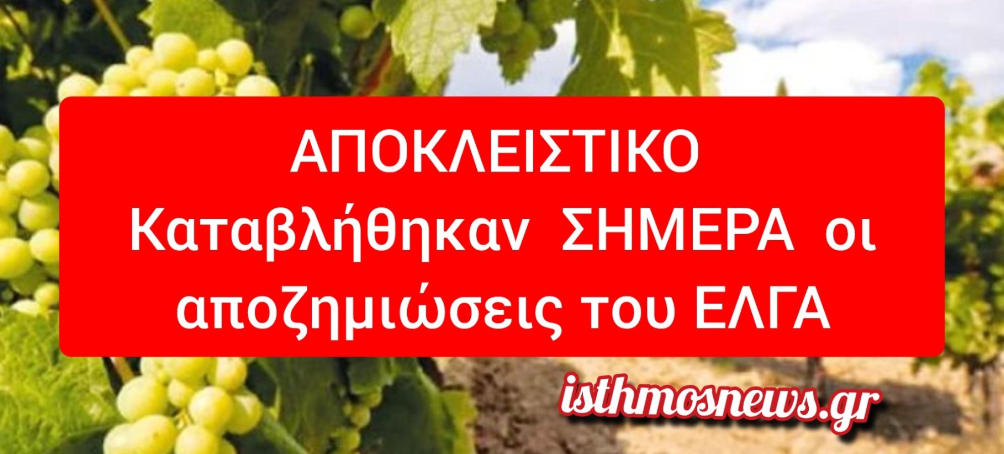 ΑΠΟΚΛΕΙΣΤΙΚΟ  Καταβλήθηκαν οι αποζημιώσεις του ΕΛΓΑ  - Πάνω από 12,5 εκατ. ευρώ σε 2.600 παραγωγούς της Κορινθίας 